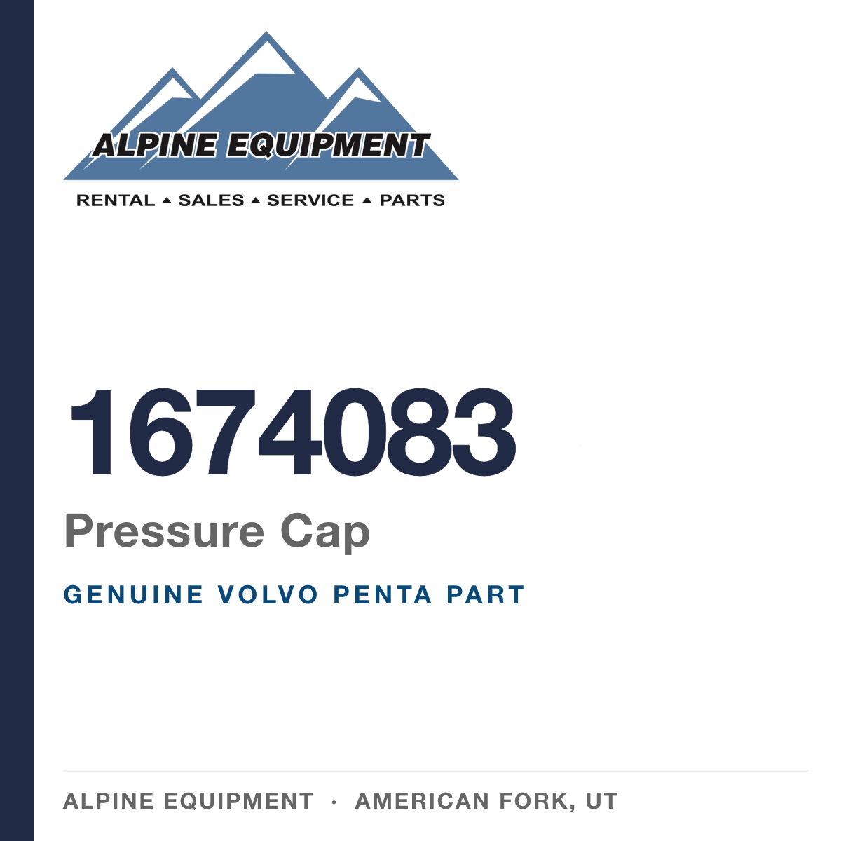 Volvo Penta 1674083 Pressure Cap — genuine part from Alpine Equipment, American Fork UT