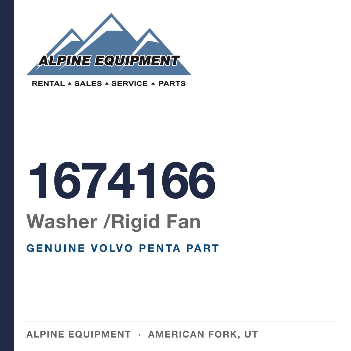 Volvo Penta 1674166 Washer /Rigid Fan — genuine part from Alpine Equipment, American Fork UT