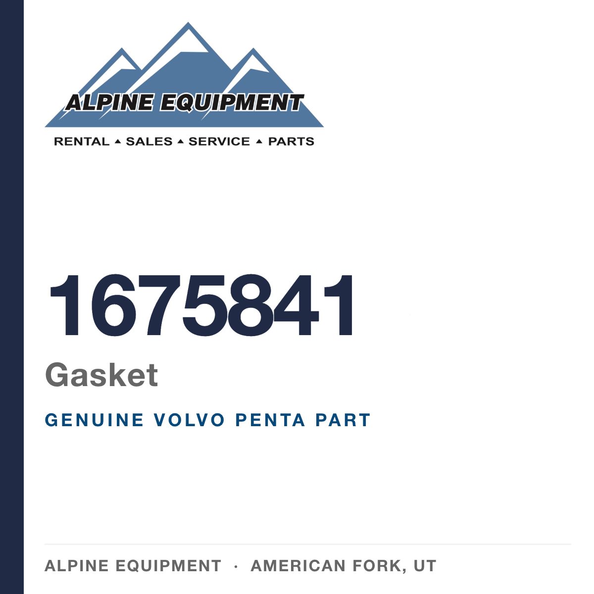 Volvo Penta 1675841 Gasket — genuine part from Alpine Equipment, American Fork UT
