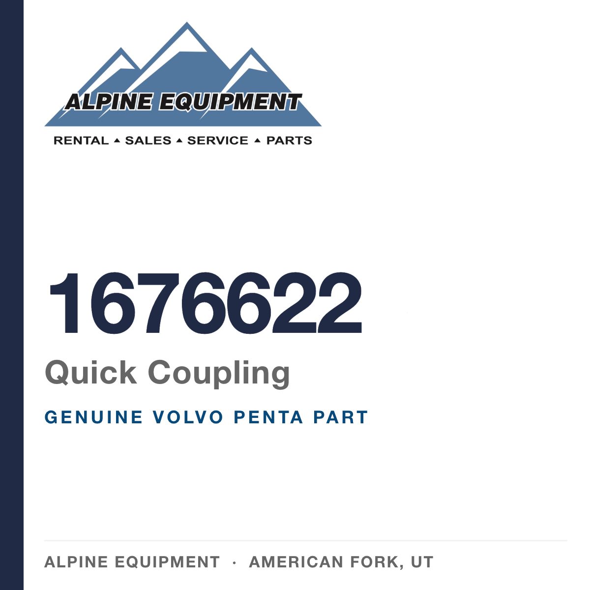 Volvo Penta 1676622 Quick Coupling — genuine part from Alpine Equipment, American Fork UT