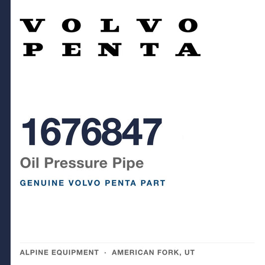 Volvo Penta 1676847 Oil Pressure Pipe — genuine part from Alpine Equipment, American Fork UT