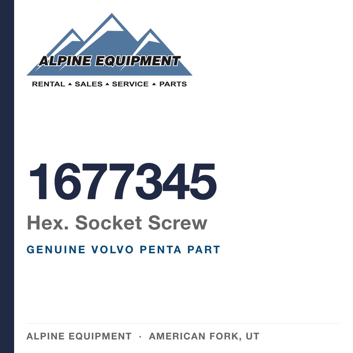 Volvo Penta 1677345 Hex. Socket Screw — genuine part from Alpine Equipment, American Fork UT