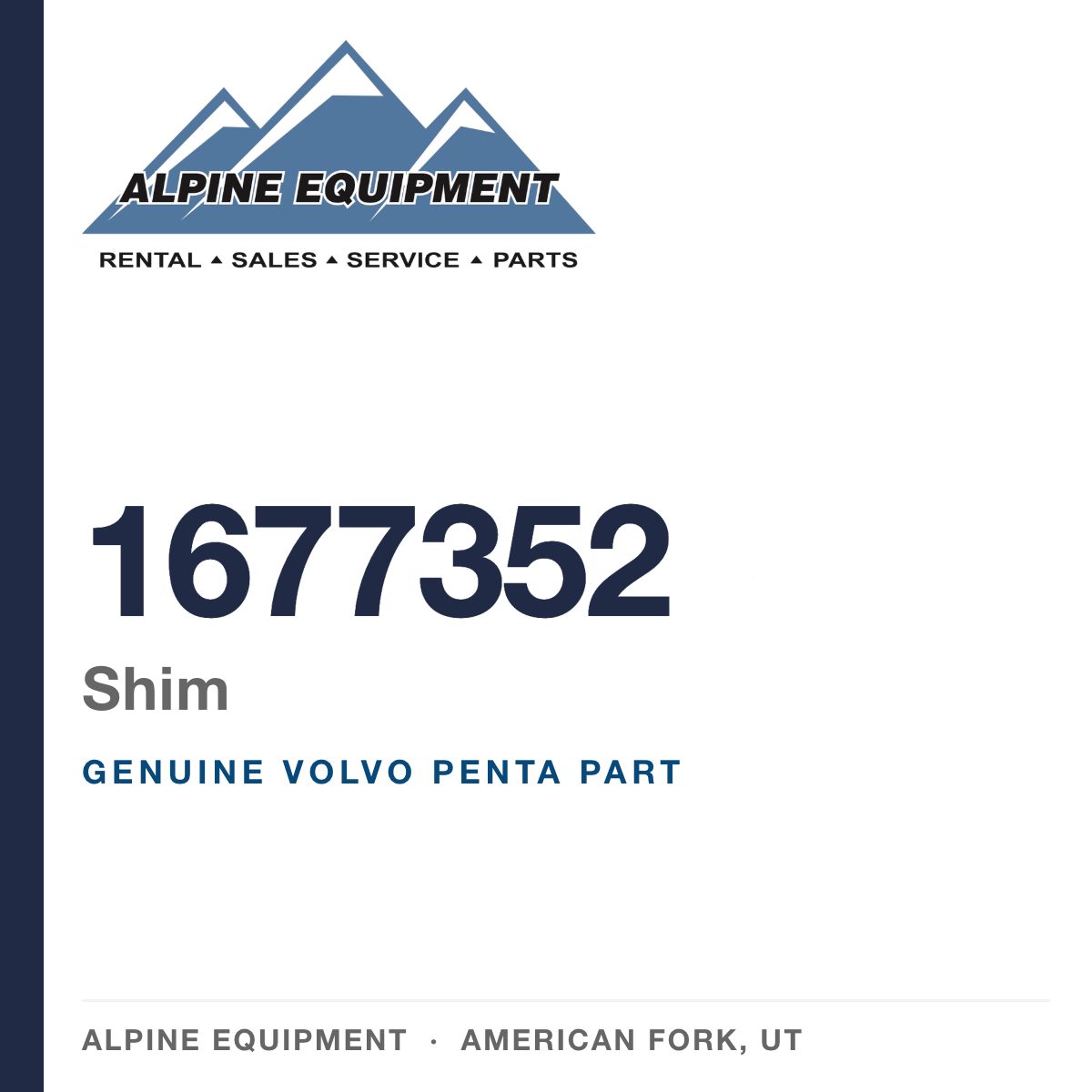 Volvo Penta 1677352 Shim — genuine part from Alpine Equipment, American Fork UT