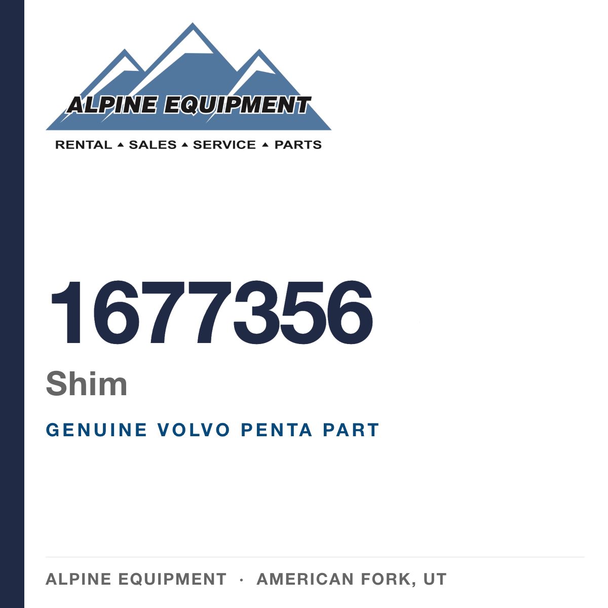 Volvo Penta 1677356 Shim — genuine part from Alpine Equipment, American Fork UT