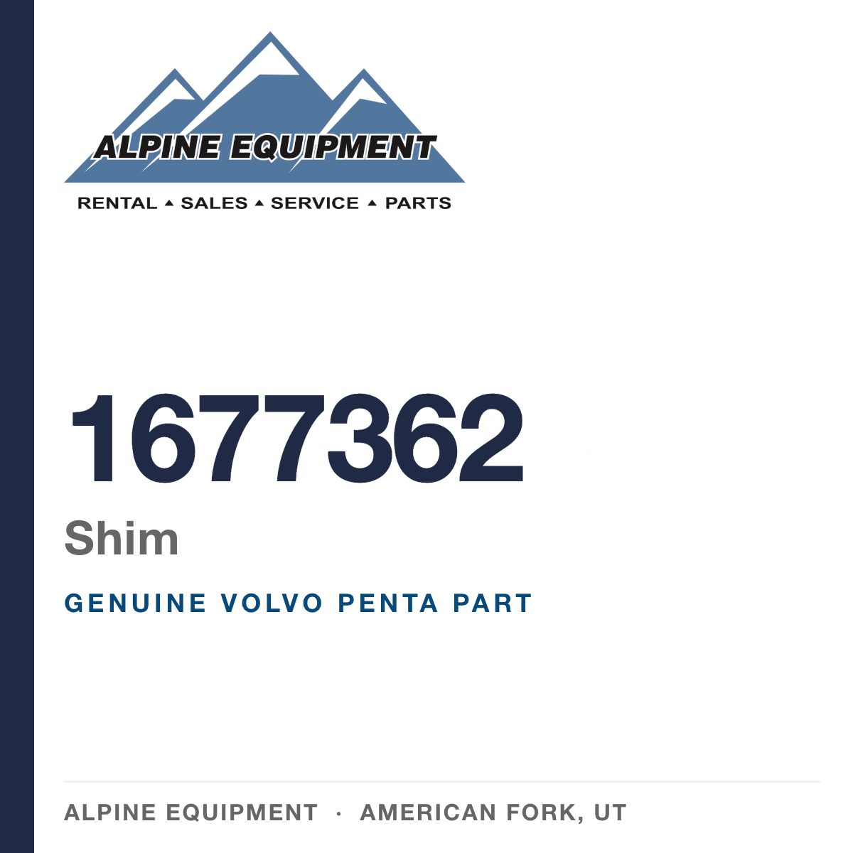 Volvo Penta 1677362 Shim — genuine part from Alpine Equipment, American Fork UT