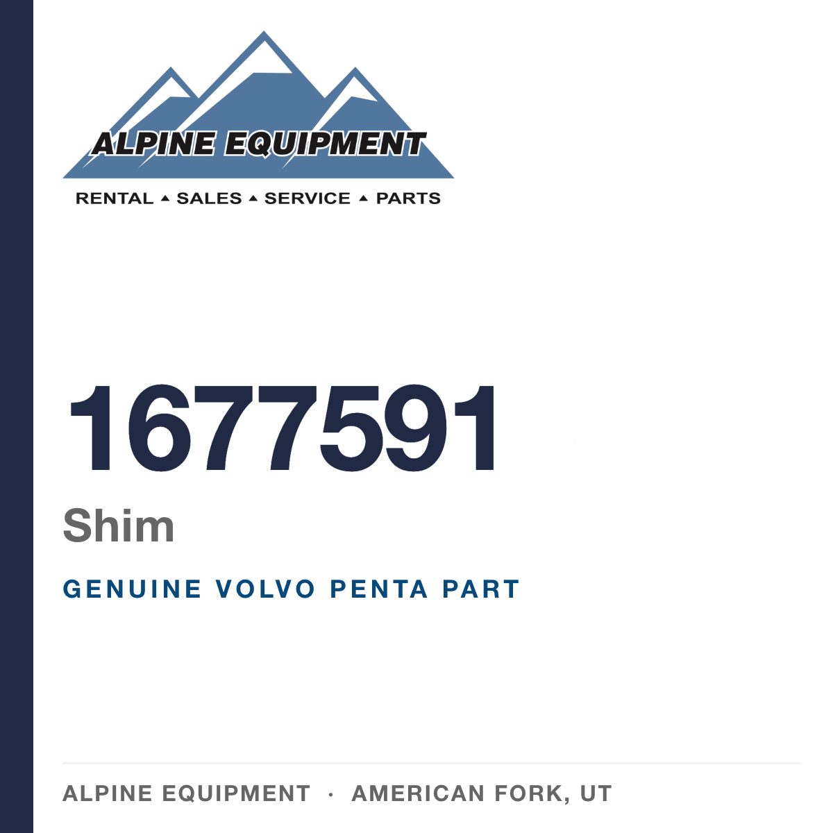 Volvo Penta 1677591 Shim — genuine part from Alpine Equipment, American Fork UT