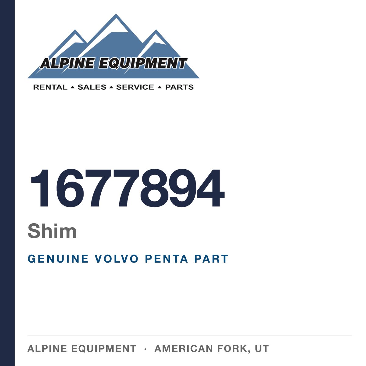 Volvo Penta 1677894 Shim — genuine part from Alpine Equipment, American Fork UT