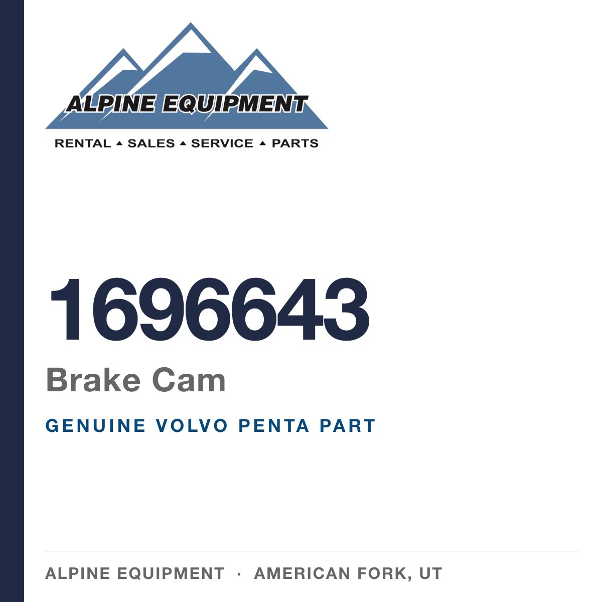 Volvo Penta 1696643 Brake Cam — genuine part from Alpine Equipment, American Fork UT