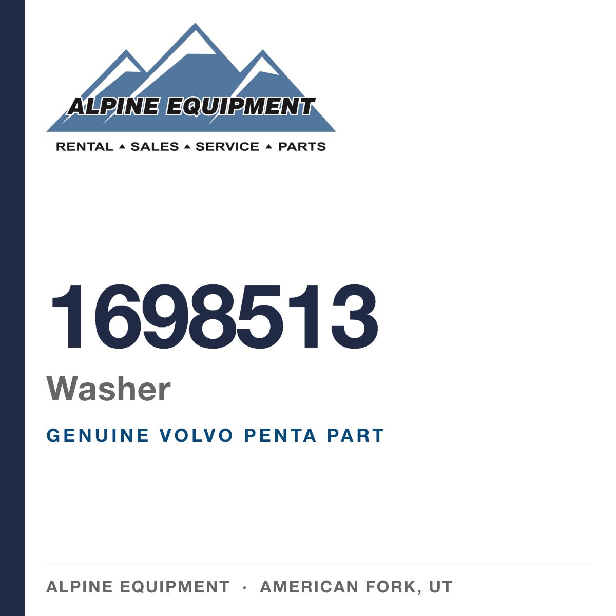 Volvo Penta 1698513 Washer — genuine part from Alpine Equipment, American Fork UT