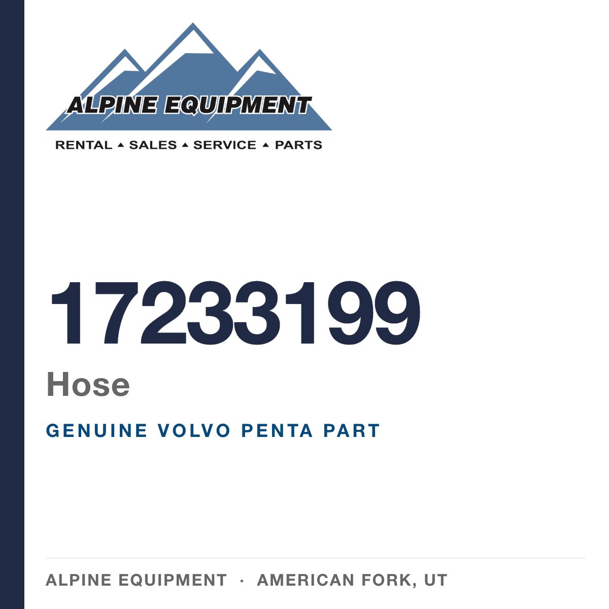 Volvo Penta 17233199 Hose — genuine part from Alpine Equipment, American Fork UT