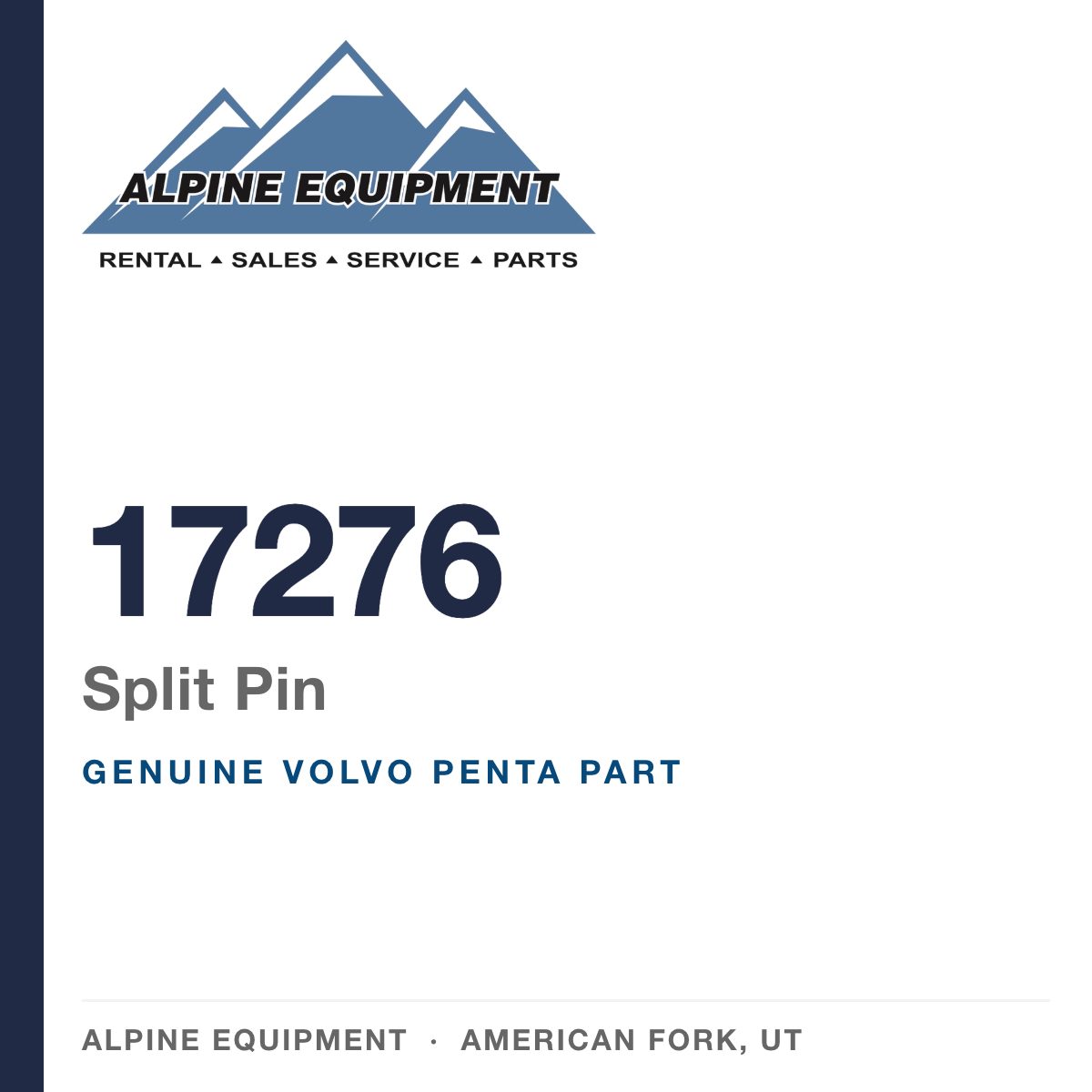 Volvo Penta 17276 Split Pin — genuine part from Alpine Equipment, American Fork UT