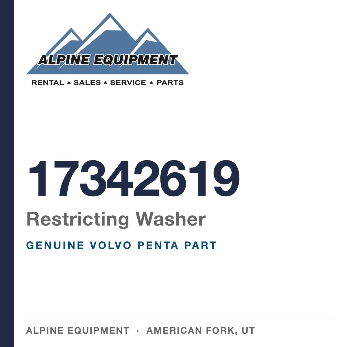Volvo Penta 17342619 Restricting Washer — genuine part from Alpine Equipment, American Fork UT