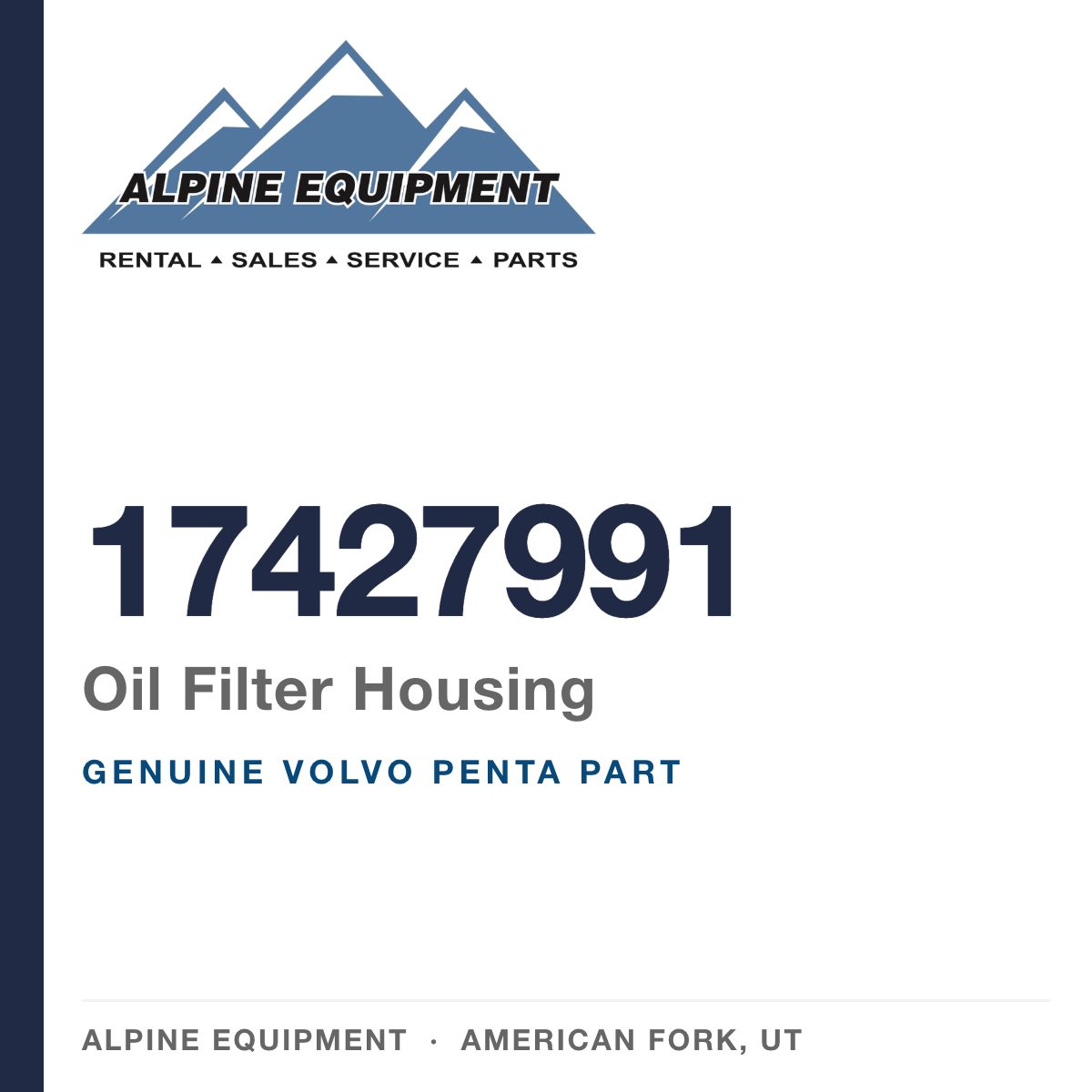 Volvo Penta 17427991 Oil Filter Housing — genuine part from Alpine Equipment, American Fork UT