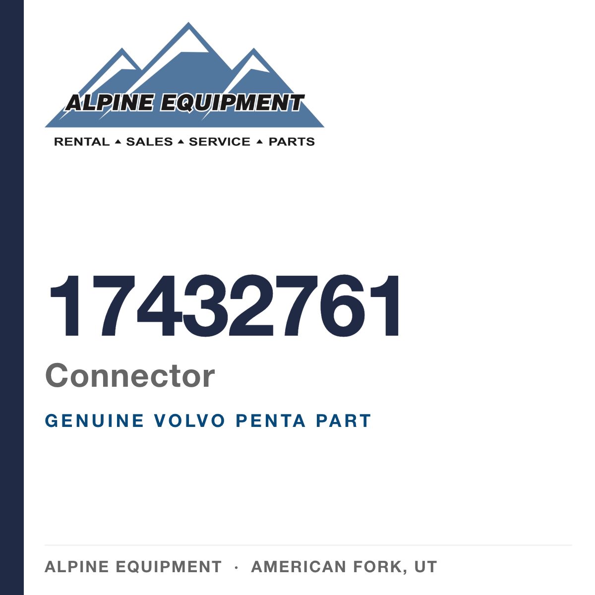 Volvo Penta 17432761 Connector — genuine part from Alpine Equipment, American Fork UT
