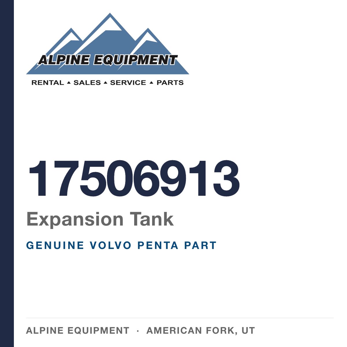 Volvo Penta 17506913 Expansion Tank — genuine part from Alpine Equipment, American Fork UT