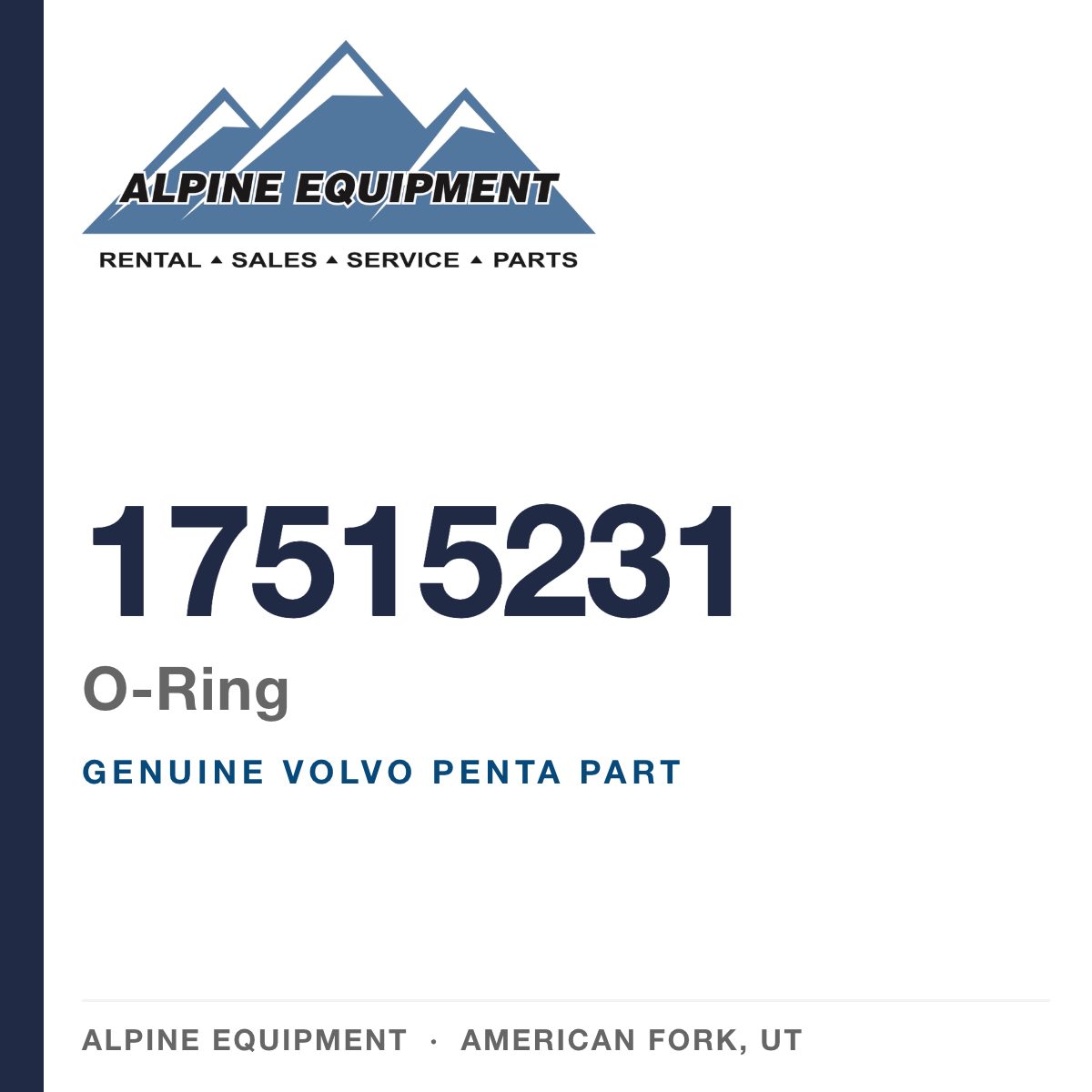 Volvo Penta 17515231 O-Ring — genuine part from Alpine Equipment, American Fork UT
