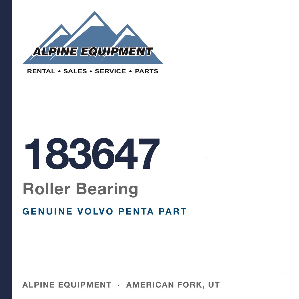 Volvo Penta 183647 Roller Bearing — genuine part from Alpine Equipment, American Fork UT