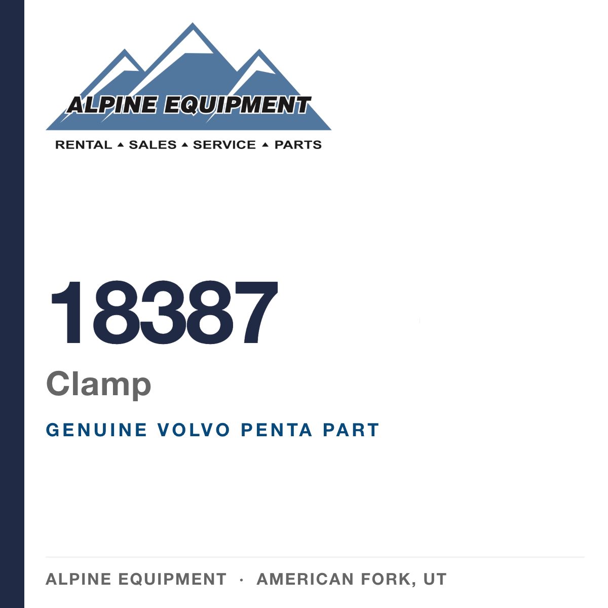 Volvo Penta 18387 Clamp — genuine part from Alpine Equipment, American Fork UT