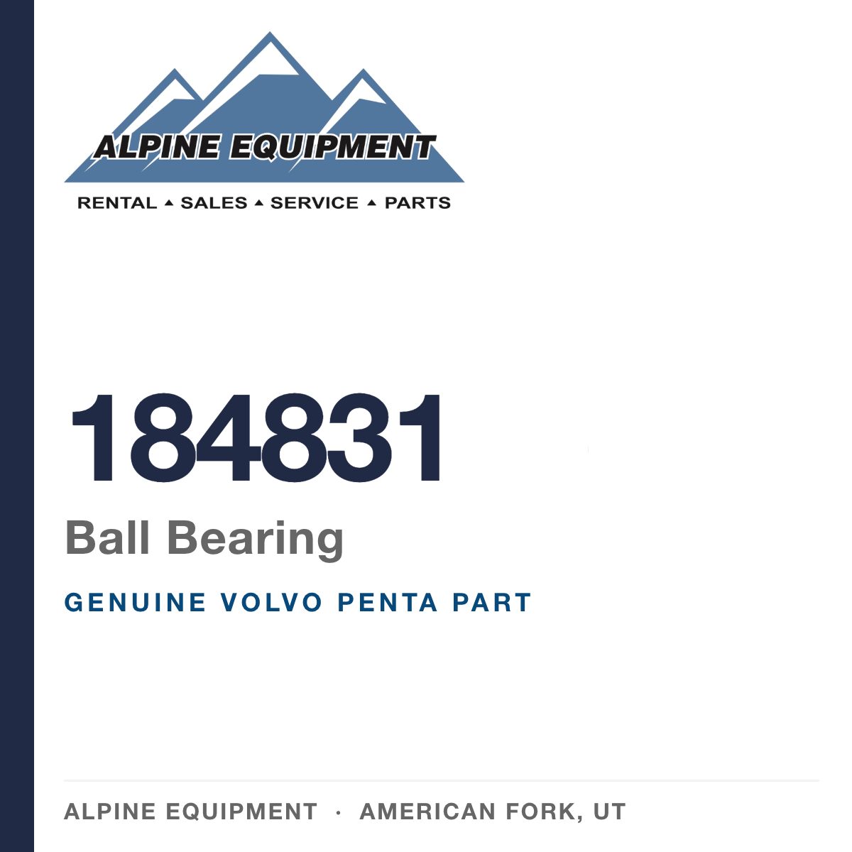 Volvo Penta 184831 Ball Bearing — genuine part from Alpine Equipment, American Fork UT