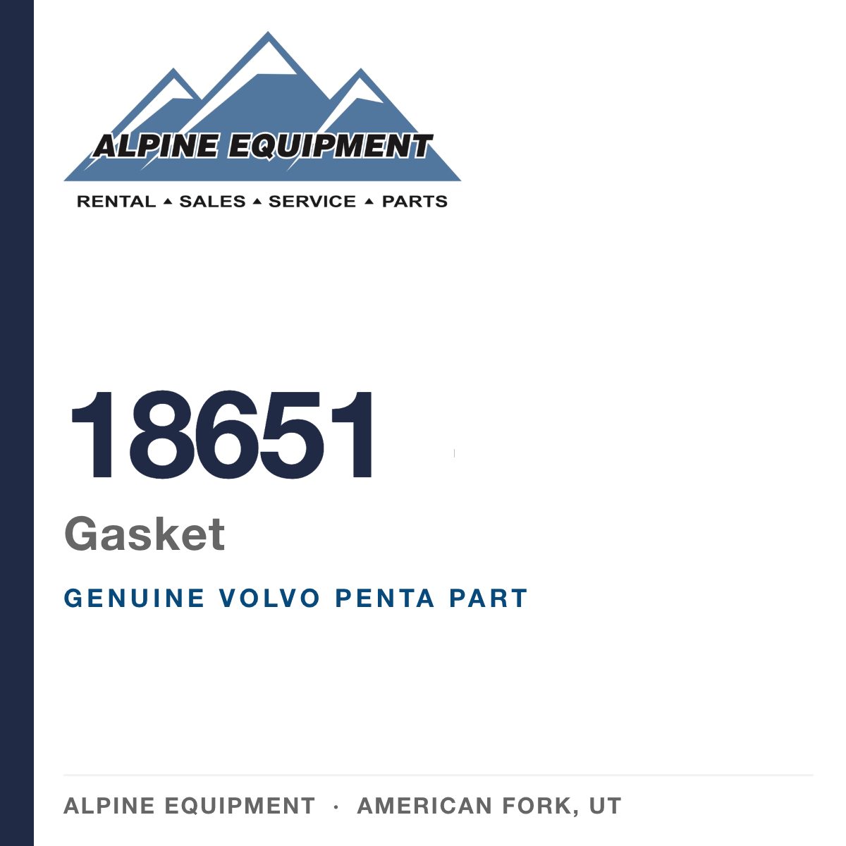 Volvo Penta 18651 Gasket — genuine part from Alpine Equipment, American Fork UT