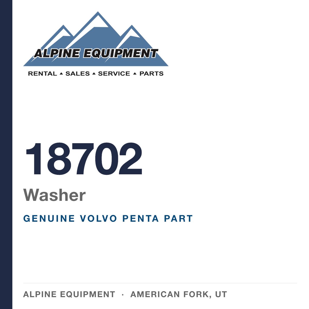 Volvo Penta 18702 Washer — genuine part from Alpine Equipment, American Fork UT