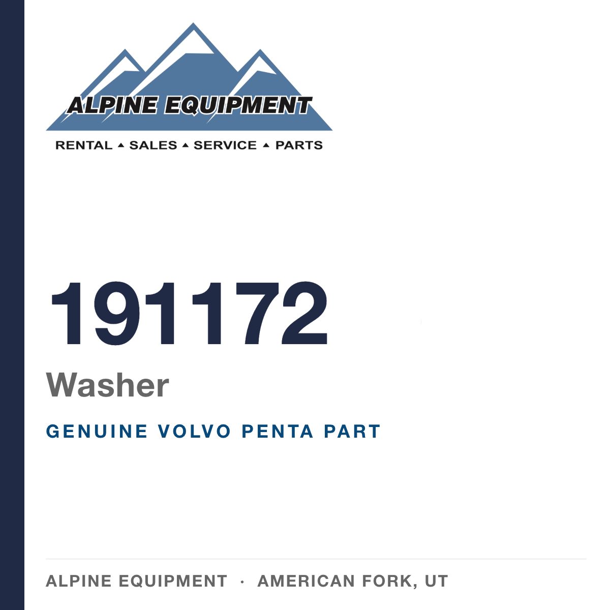 Volvo Penta 191172 Washer — genuine part from Alpine Equipment, American Fork UT