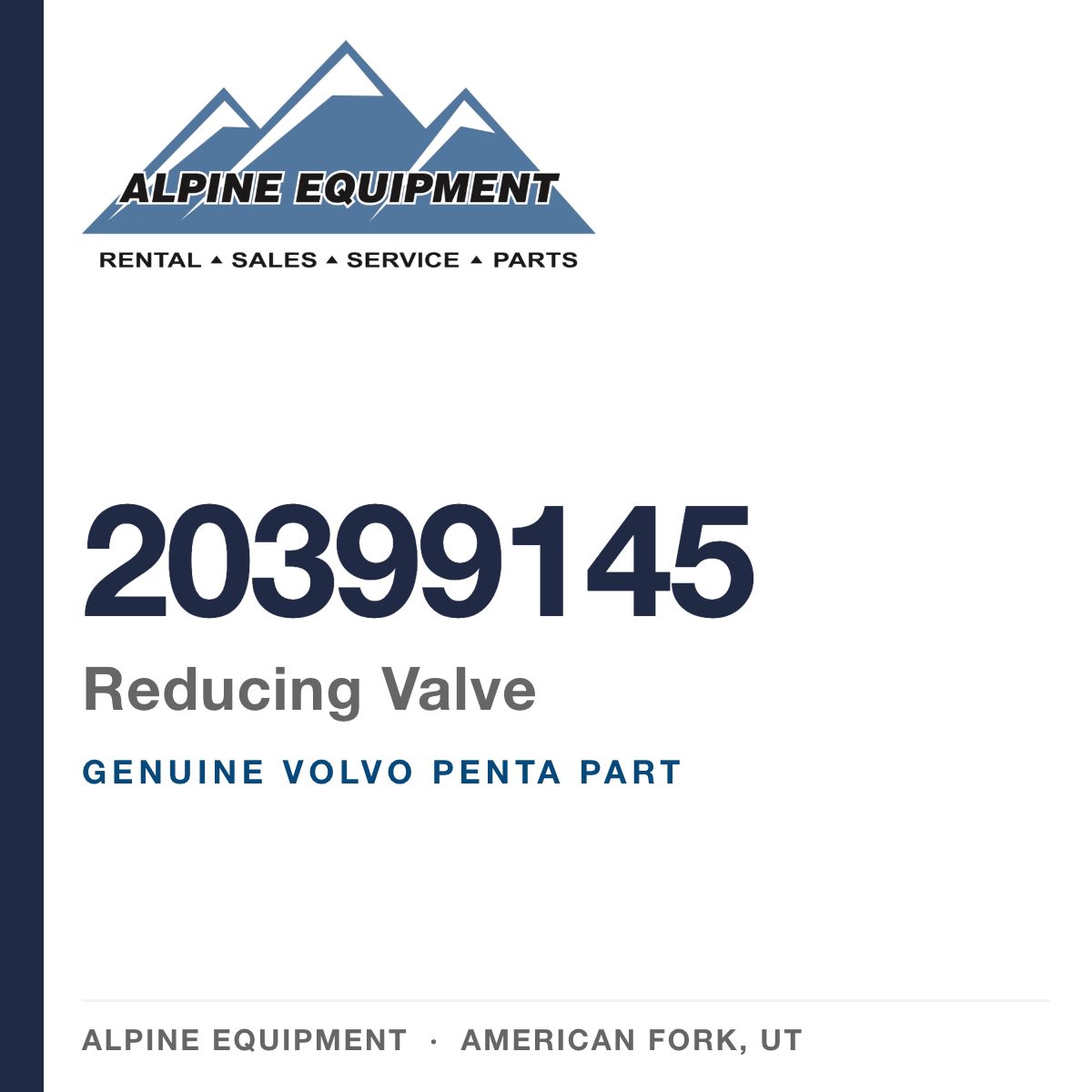 Volvo Penta 20399145 Reducing Valve — genuine part from Alpine Equipment, American Fork UT