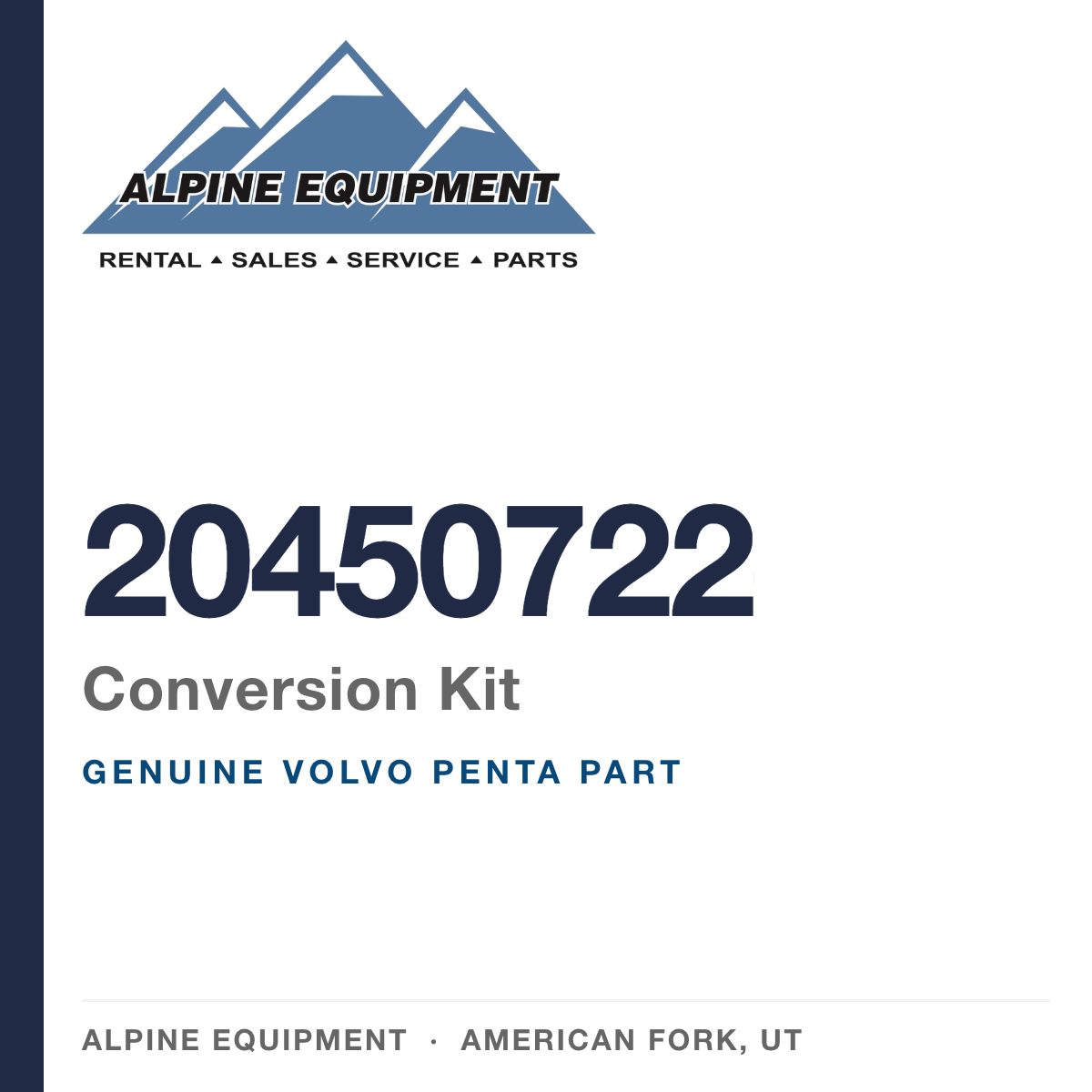 Volvo Penta 20450722 Conversion Kit — genuine part from Alpine Equipment, American Fork UT