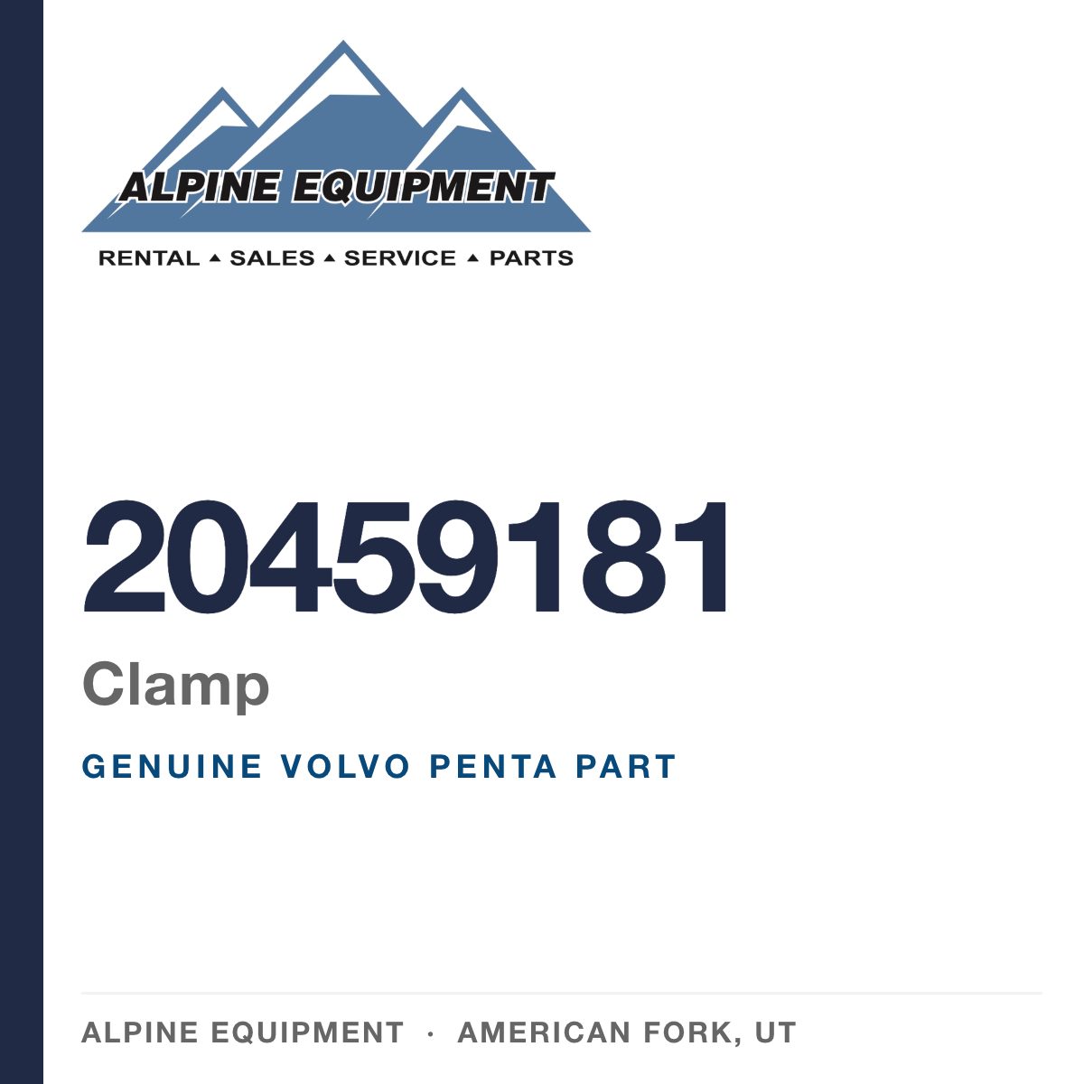 Volvo Penta 20459181 Clamp — genuine part from Alpine Equipment, American Fork UT