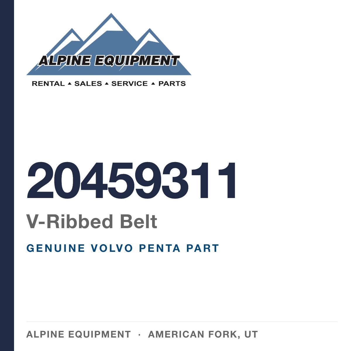 Volvo Penta 20459311 V-Ribbed Belt — genuine part from Alpine Equipment, American Fork UT