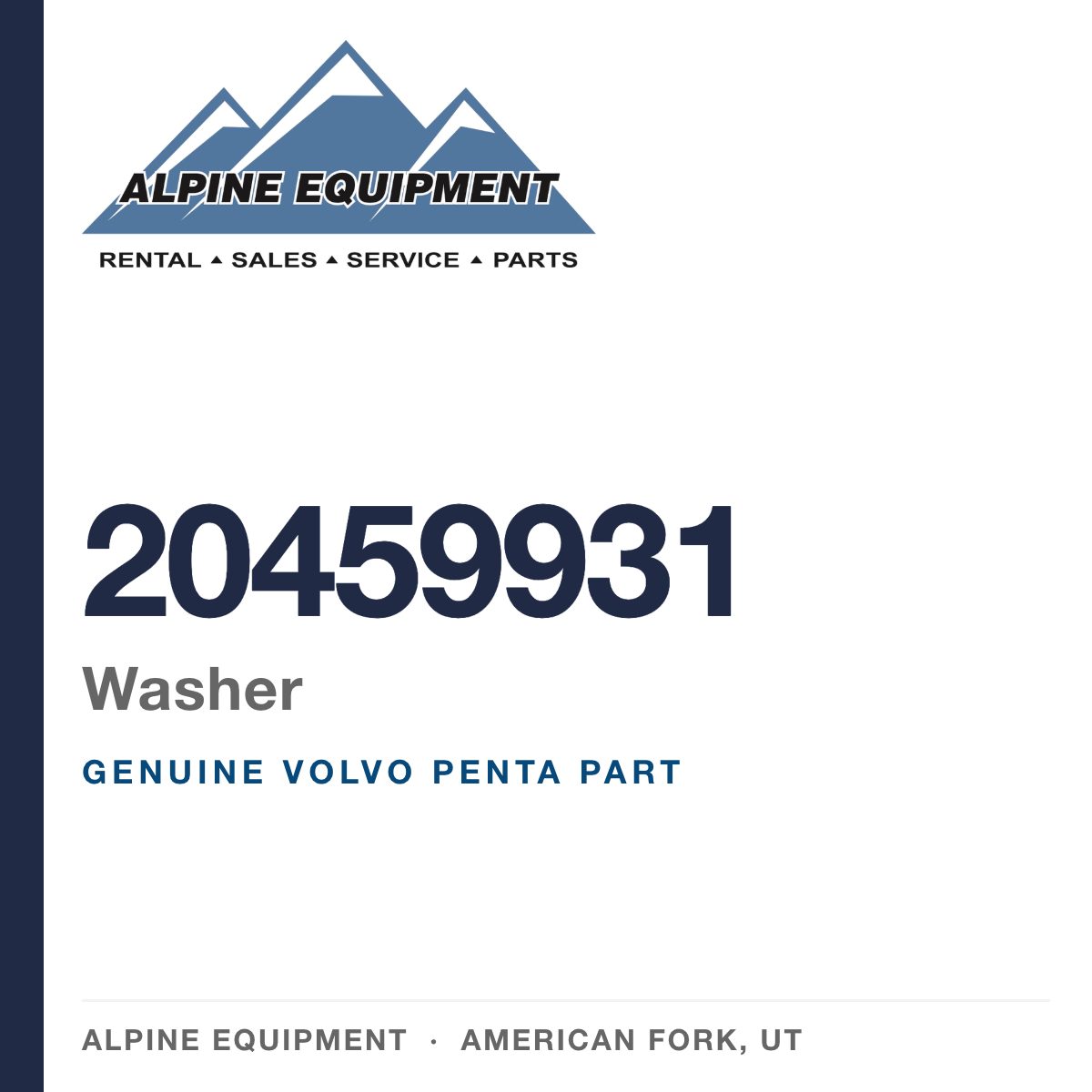 Volvo Penta 20459931 Washer — genuine part from Alpine Equipment, American Fork UT