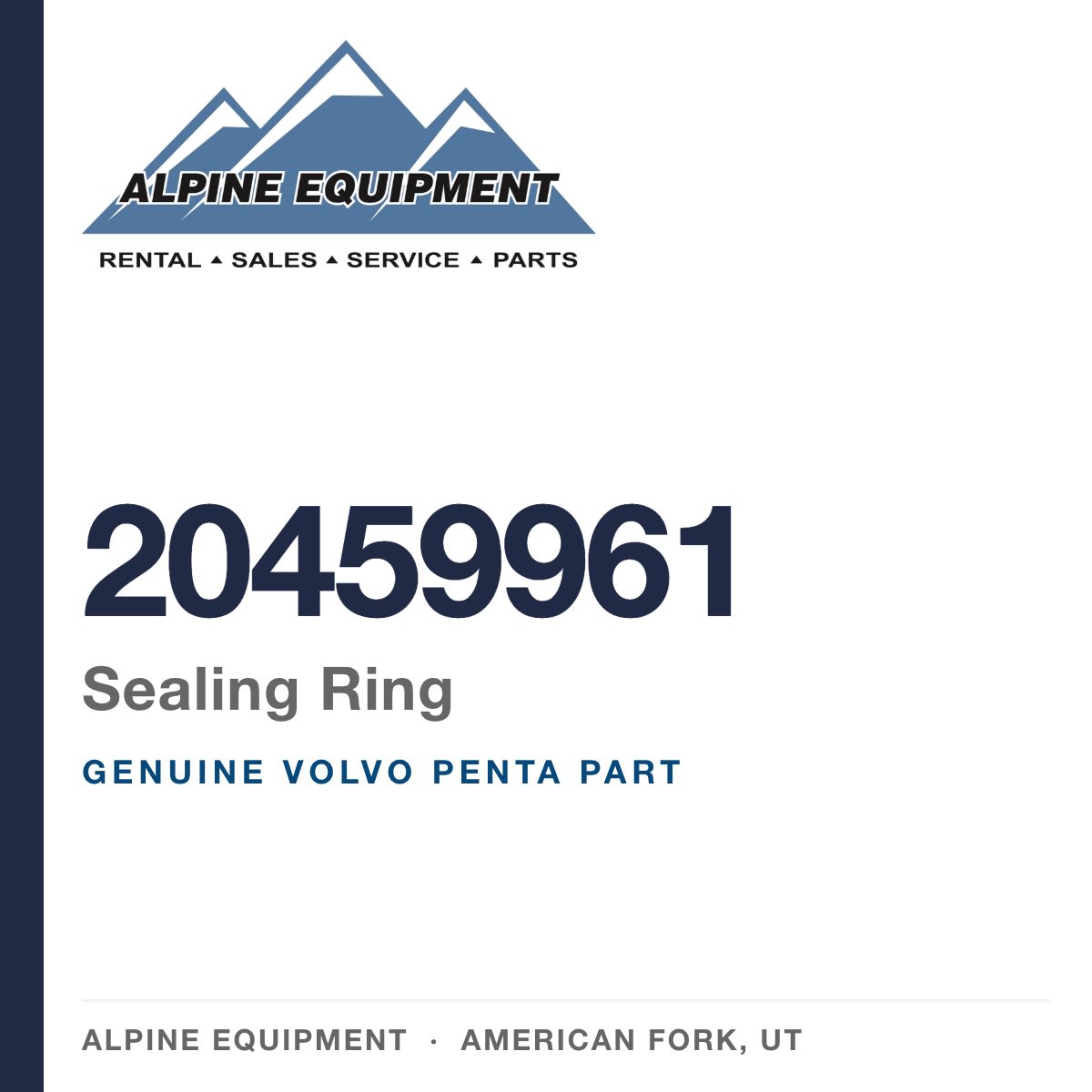 Volvo Penta 20459961 Sealing Ring — genuine part from Alpine Equipment, American Fork UT