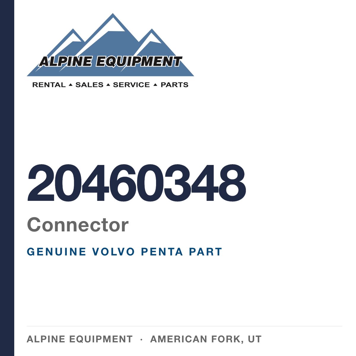 Volvo Penta 20460348 Connector — genuine part from Alpine Equipment, American Fork UT