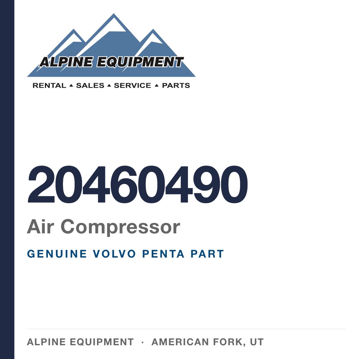 Volvo Penta 20460490 Air Compressor — genuine part from Alpine Equipment, American Fork UT