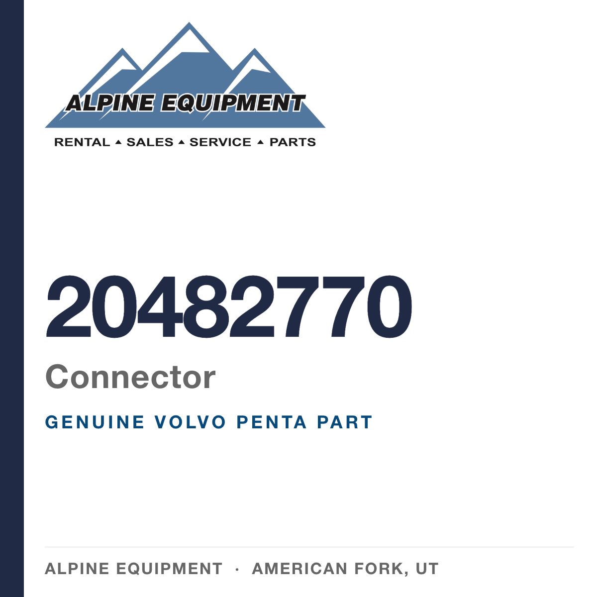 Volvo Penta 20482770 Connector — genuine part from Alpine Equipment, American Fork UT