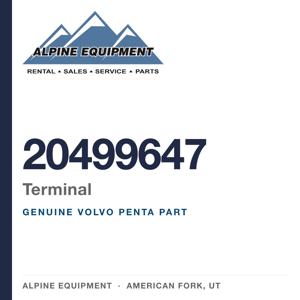 Volvo Penta 20499647 Terminal — genuine part from Alpine Equipment, American Fork UT