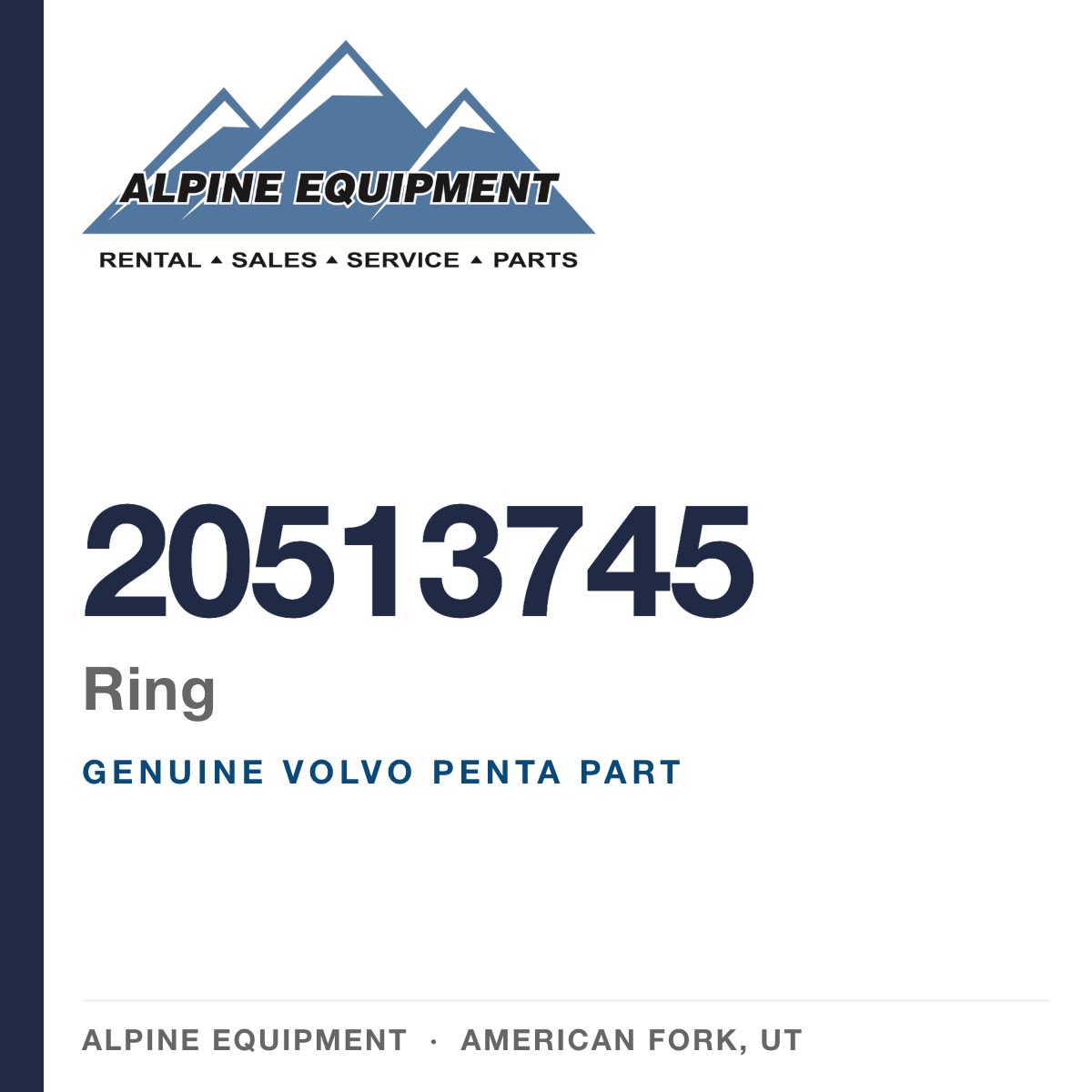 Volvo Penta 20513745 Ring — genuine part from Alpine Equipment, American Fork UT