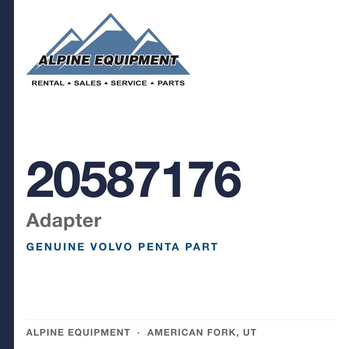 Volvo Penta 20587176 Adapter — genuine part from Alpine Equipment, American Fork UT