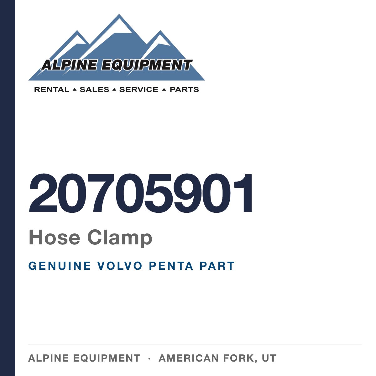 Volvo Penta 20705901 Hose Clamp — genuine part from Alpine Equipment, American Fork UT