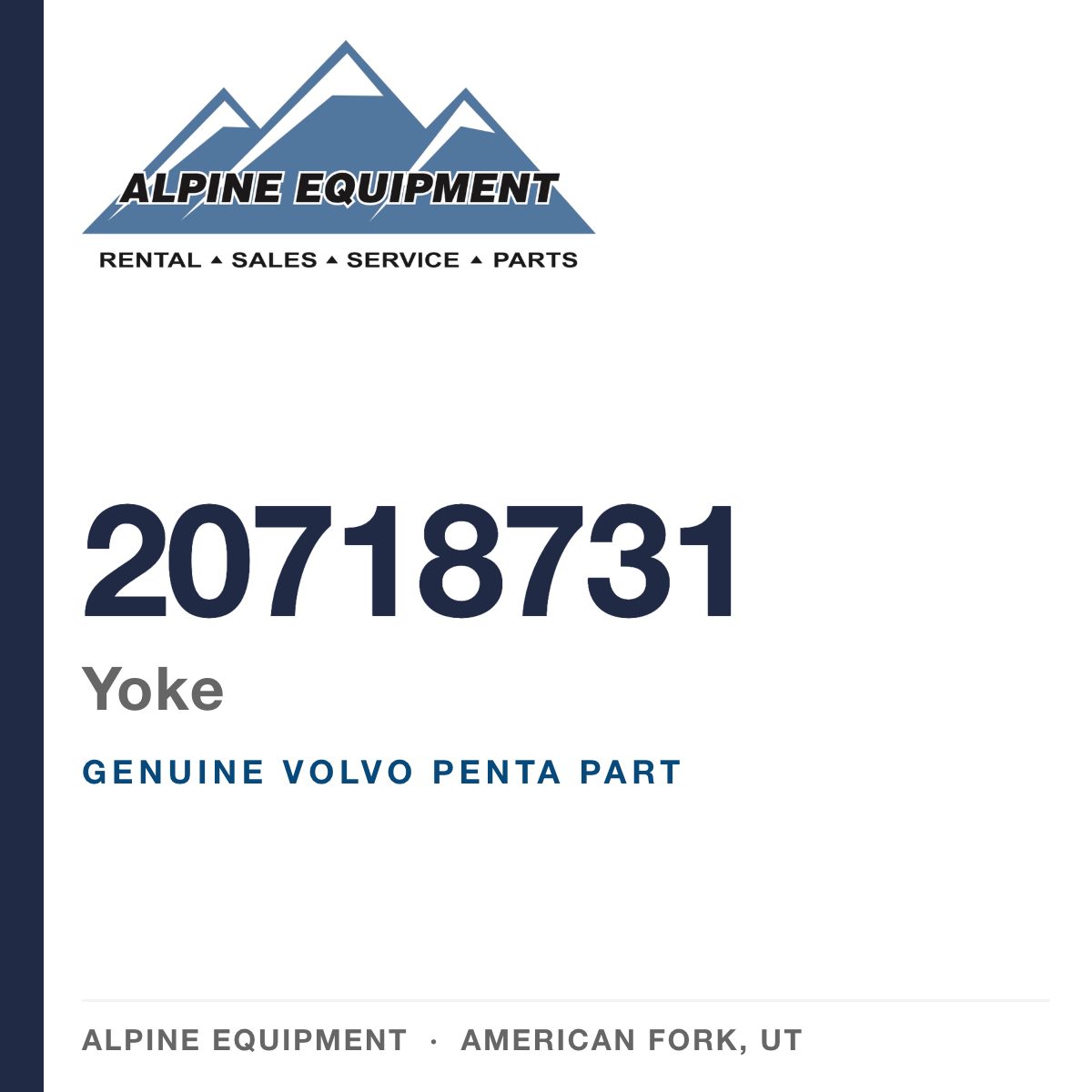 Volvo Penta 20718731 Yoke — genuine part from Alpine Equipment, American Fork UT