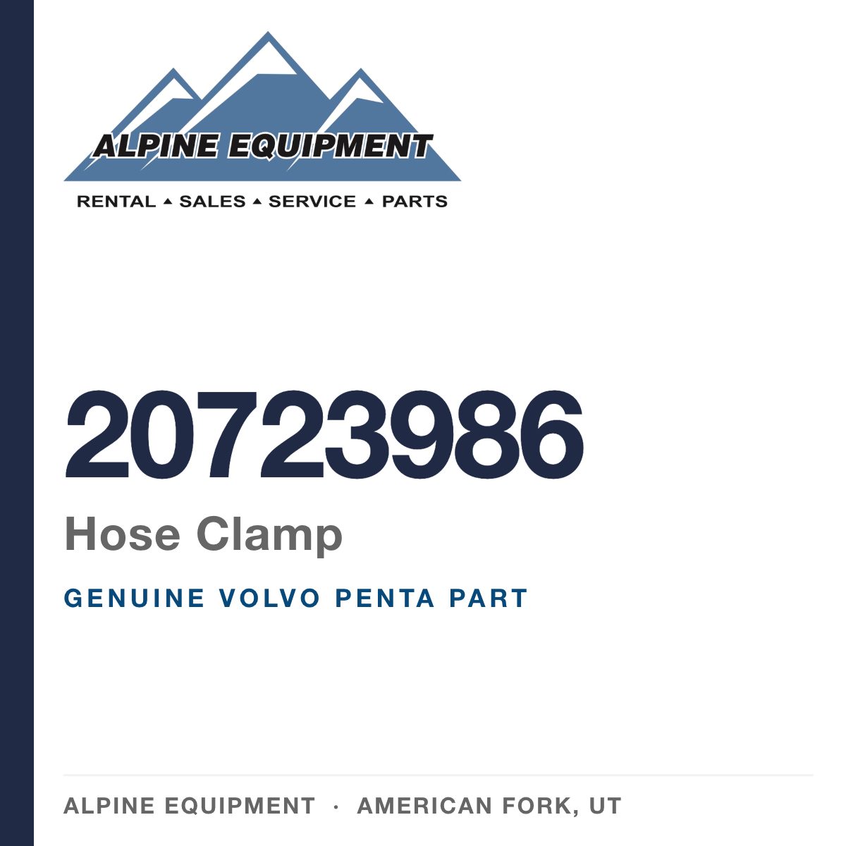 Volvo Penta 20723986 Hose Clamp — genuine part from Alpine Equipment, American Fork UT