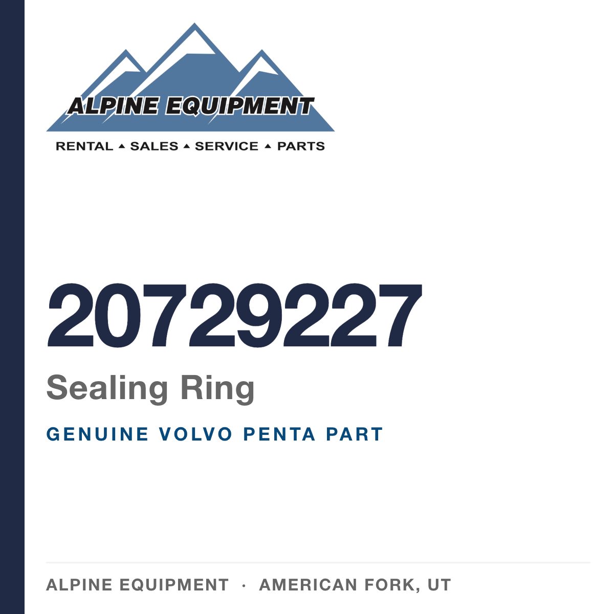 Volvo Penta 20729227 Sealing Ring — genuine part from Alpine Equipment, American Fork UT