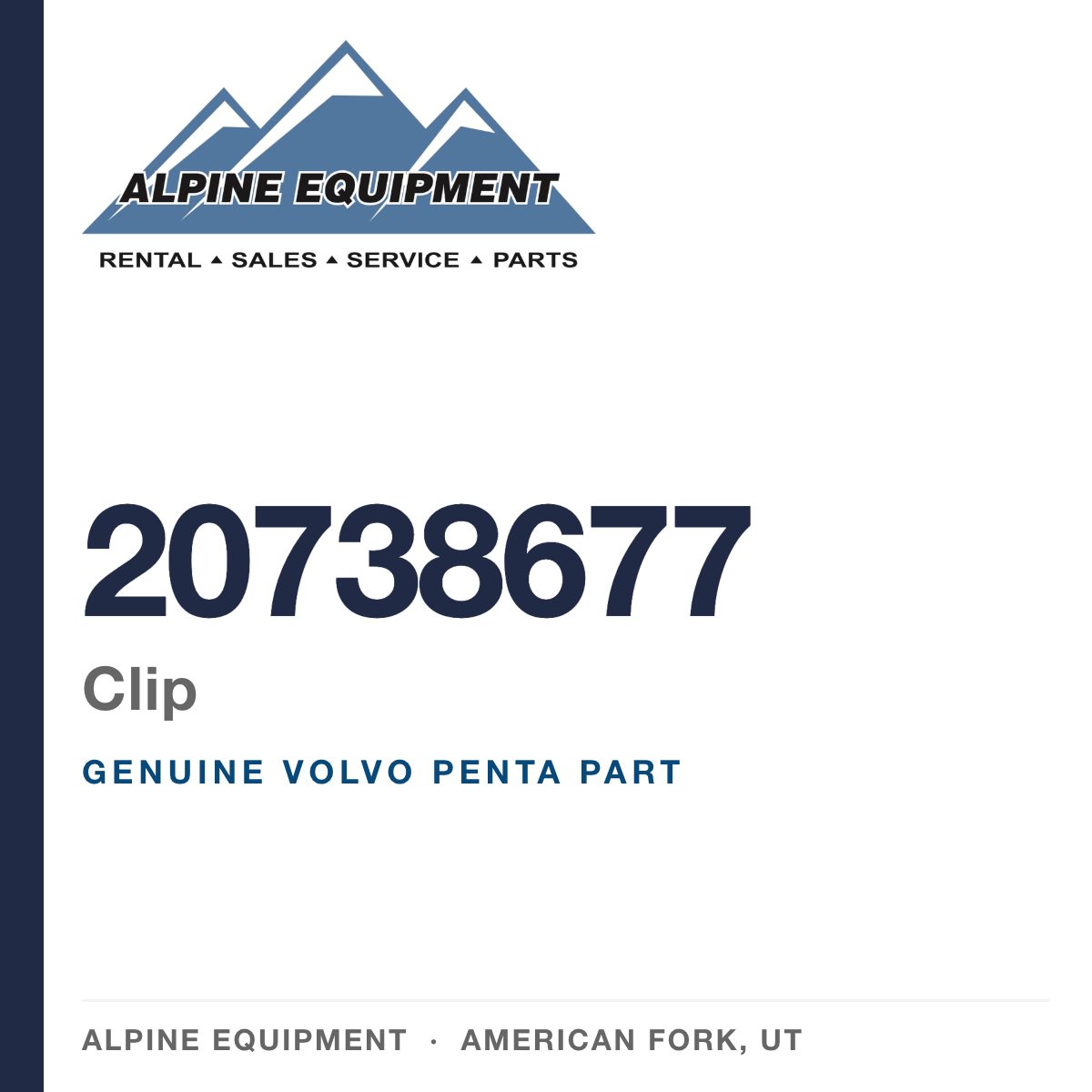 Volvo Penta 20738677 Clip — genuine part from Alpine Equipment, American Fork UT