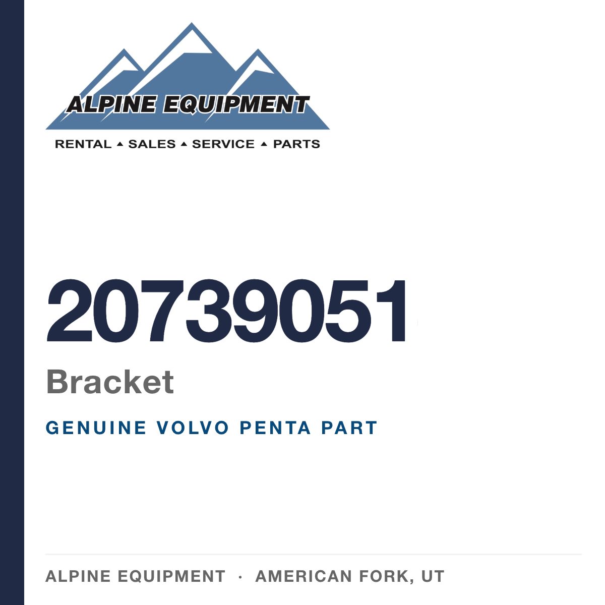 Volvo Penta 20739051 Bracket — genuine part from Alpine Equipment, American Fork UT