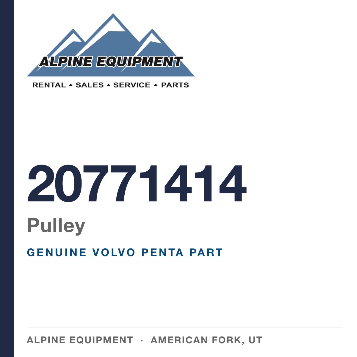 Volvo Penta 20771414 Pulley — genuine part from Alpine Equipment, American Fork UT