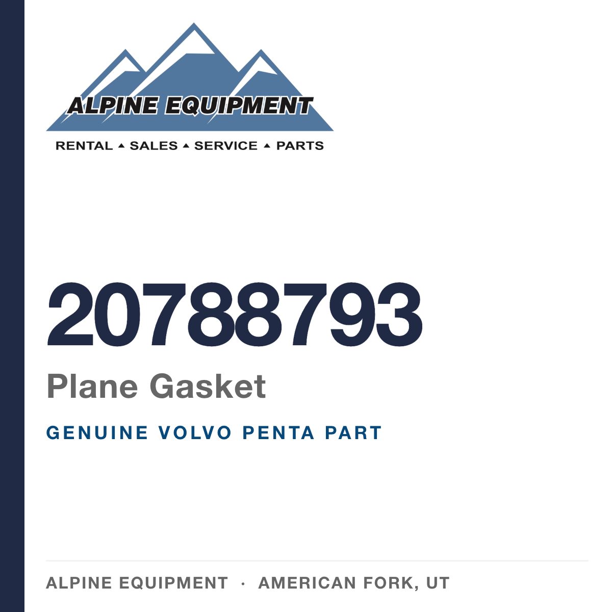 Volvo Penta 20788793 Plane Gasket — genuine part from Alpine Equipment, American Fork UT