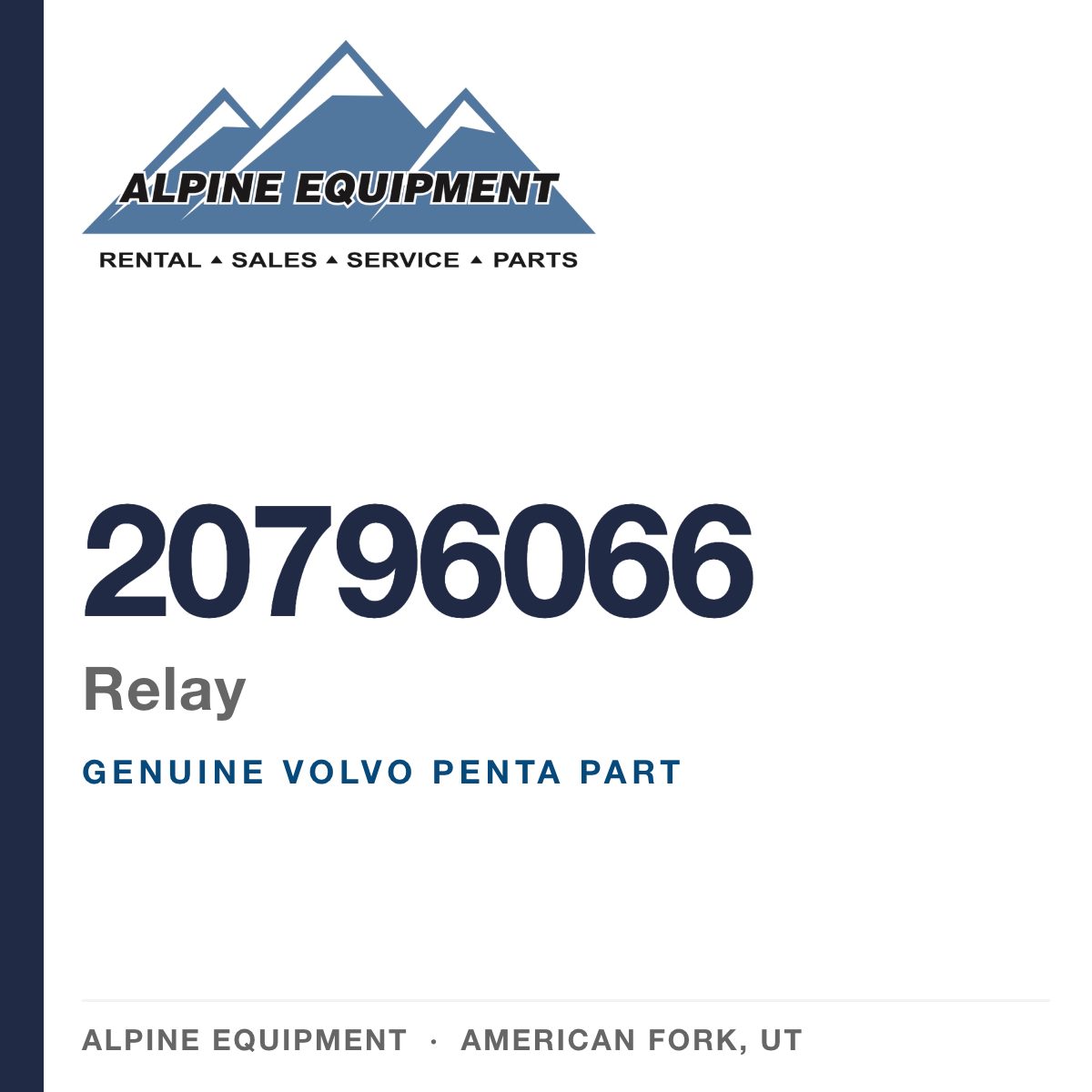 Volvo Penta 20796066 Relay — genuine part from Alpine Equipment, American Fork UT