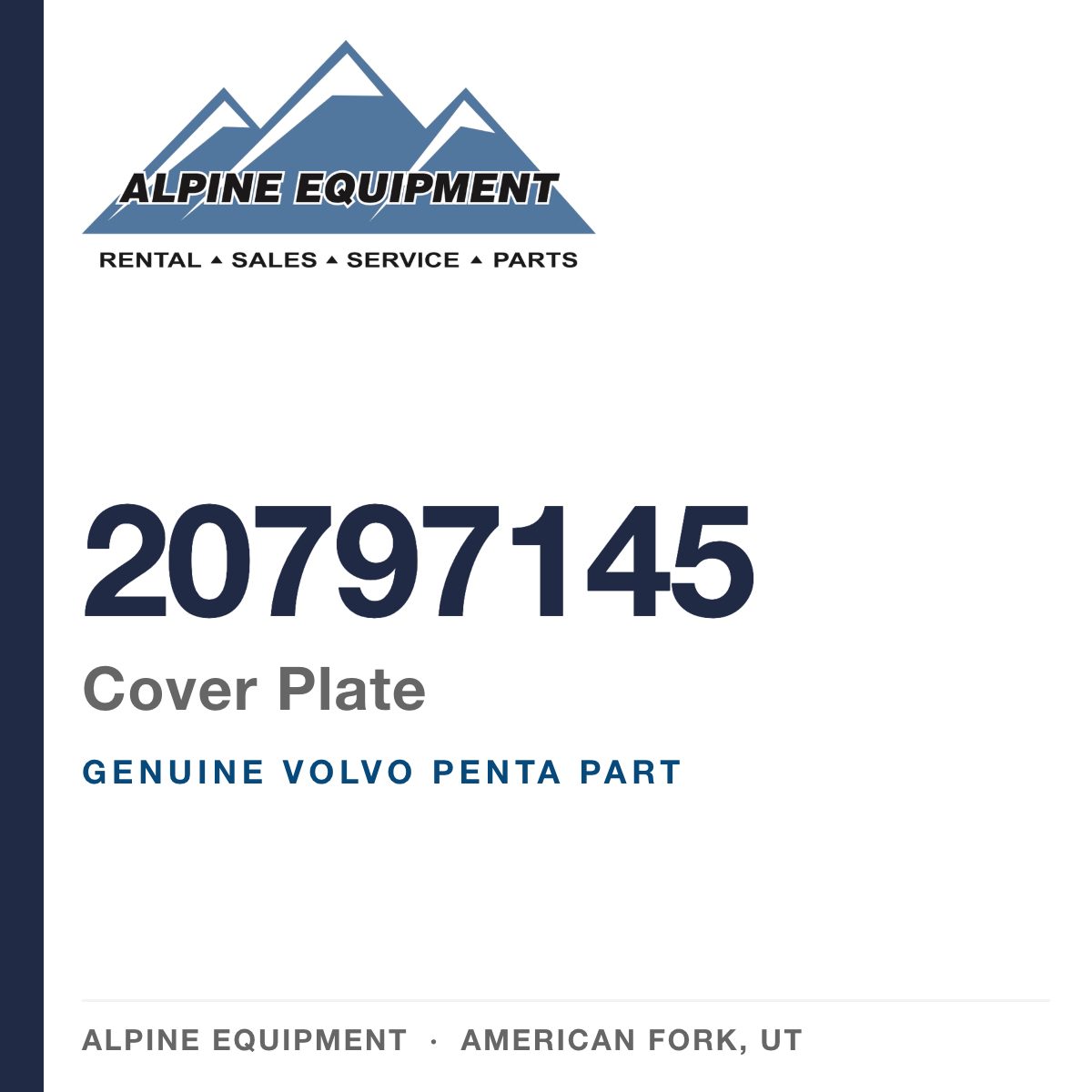 Volvo Penta 20797145 Cover Plate — genuine part from Alpine Equipment, American Fork UT