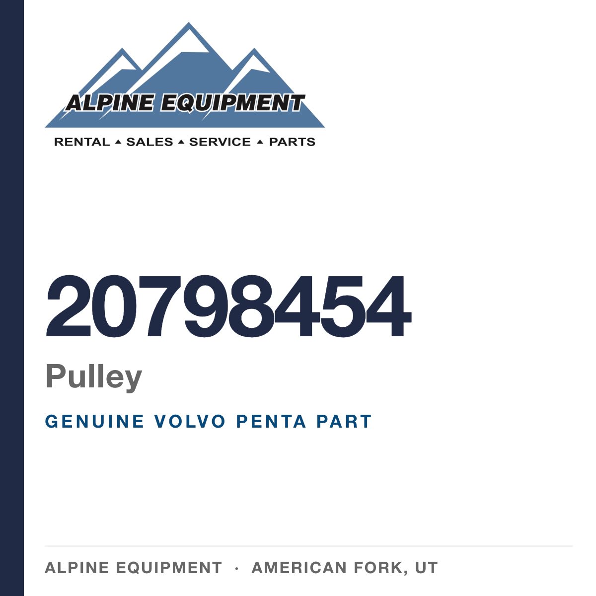 Volvo Penta 20798454 Pulley — genuine part from Alpine Equipment, American Fork UT