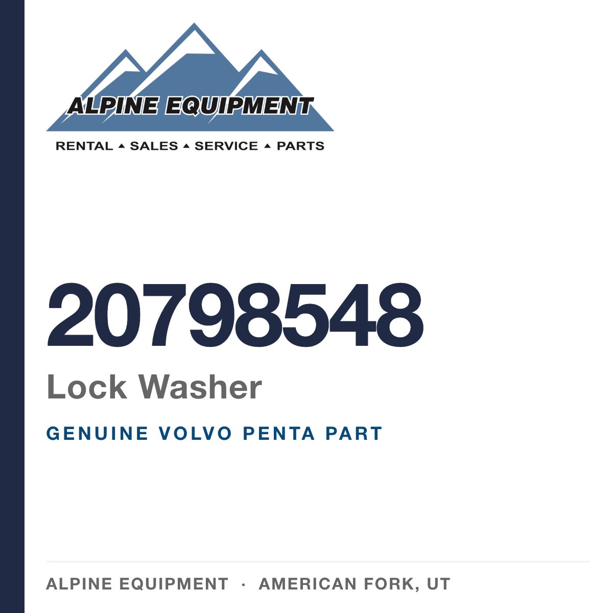 Volvo Penta 20798548 Lock Washer — genuine part from Alpine Equipment, American Fork UT